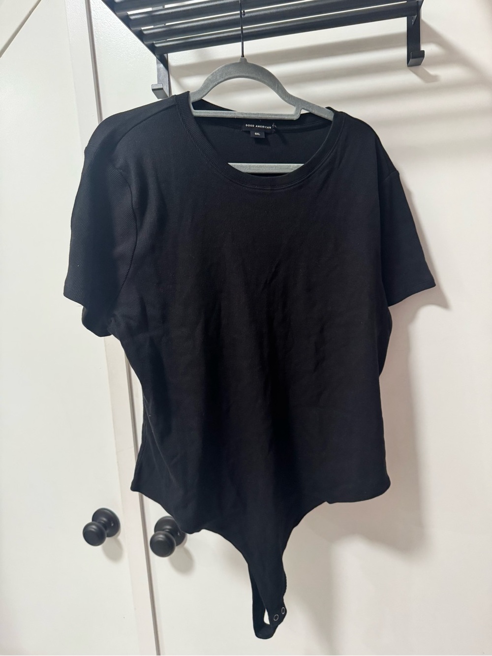 NWT Good American Black Ribbed Short-Sleeve Bodysuit SIZE 5x